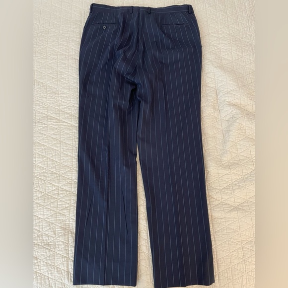 CARLO BARBERA & C. SUPREMO Super 150’s Wool Dapper Stripe Navy Suit 44 L $1795 - Picture 13 of 16